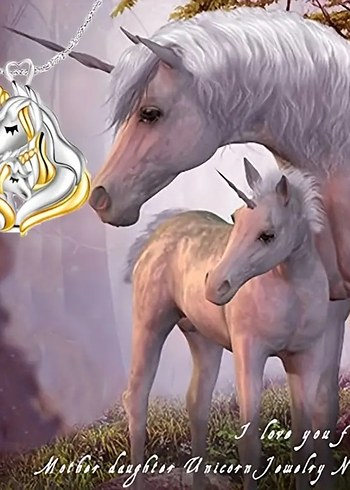 Unicorn Motifli Gümüş Kaplama Kolye