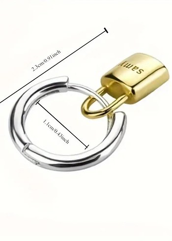 Samy Altın Renkli Kilit Figürlü Midi Küpe - Görsel 6