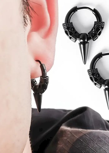 Metal Punk Tarzı Erkek Küpe 1 Çift Paslanmaz Çelik - Görsel 3