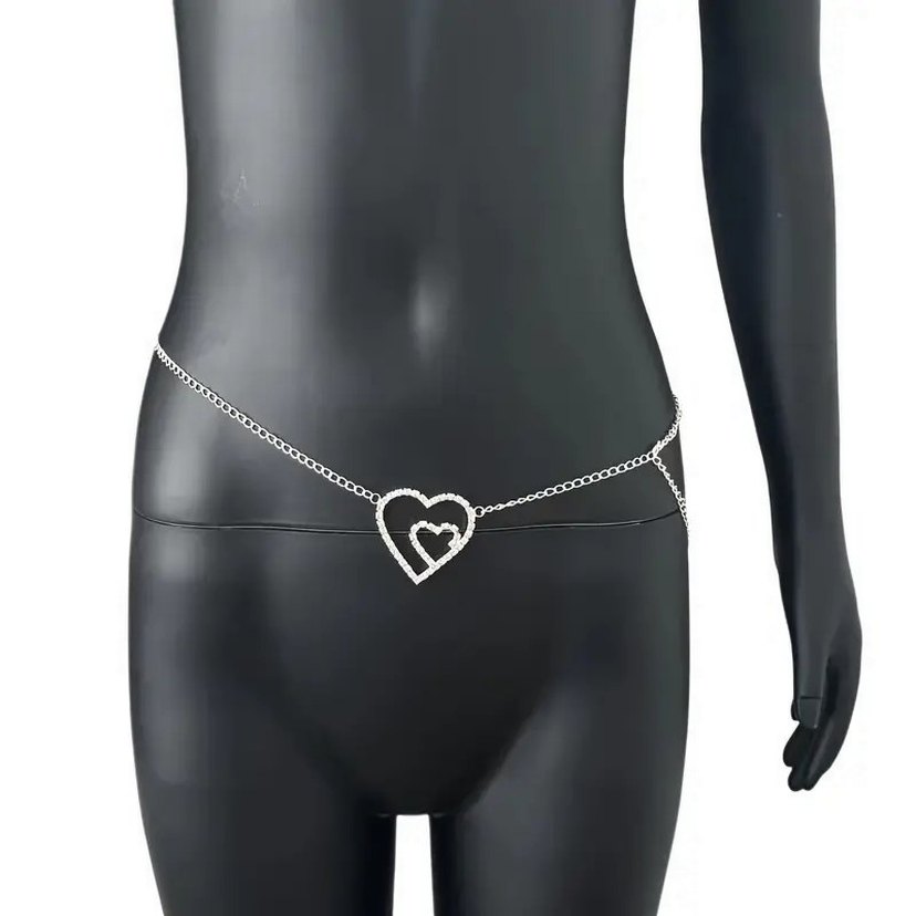 Zincir Detaylı Siyah Kadın Vücut Zinciri - Görsel 2
