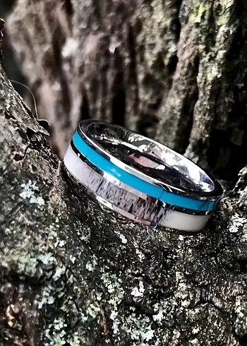 Turkuaz Detaylı Minimalist Erkek Yüzüğü - Görsel 5