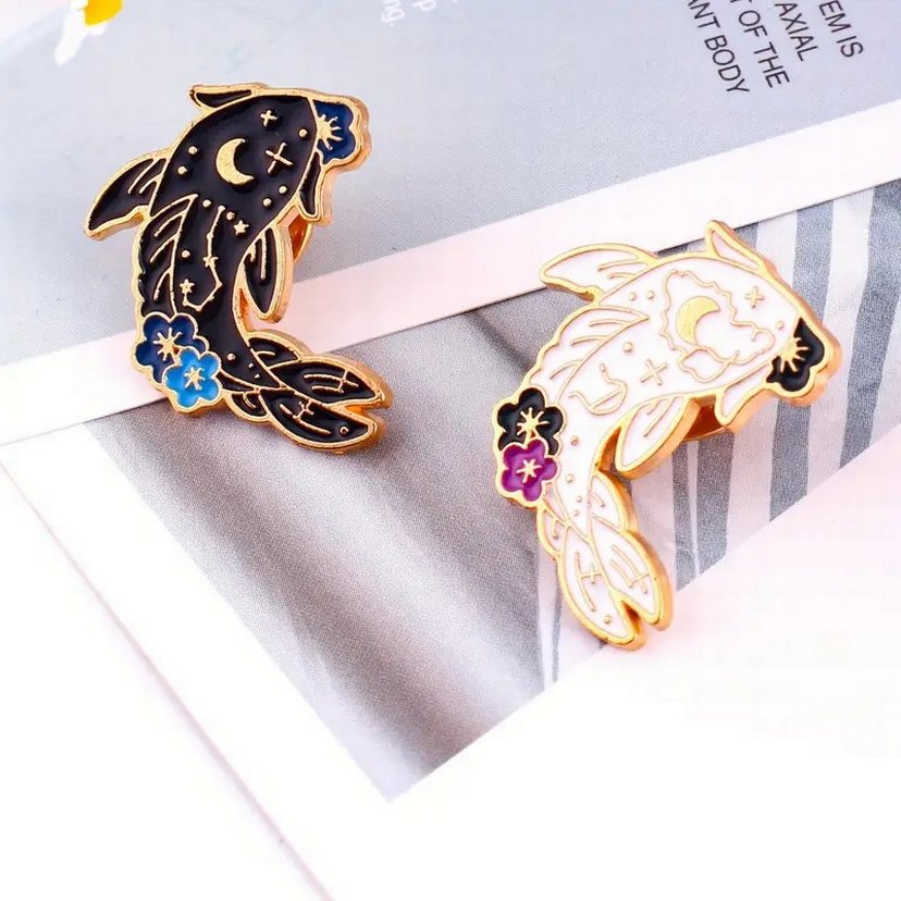 Yin Yang Motif Balık Broş Pin Rozet 2 Adet - Görsel 2