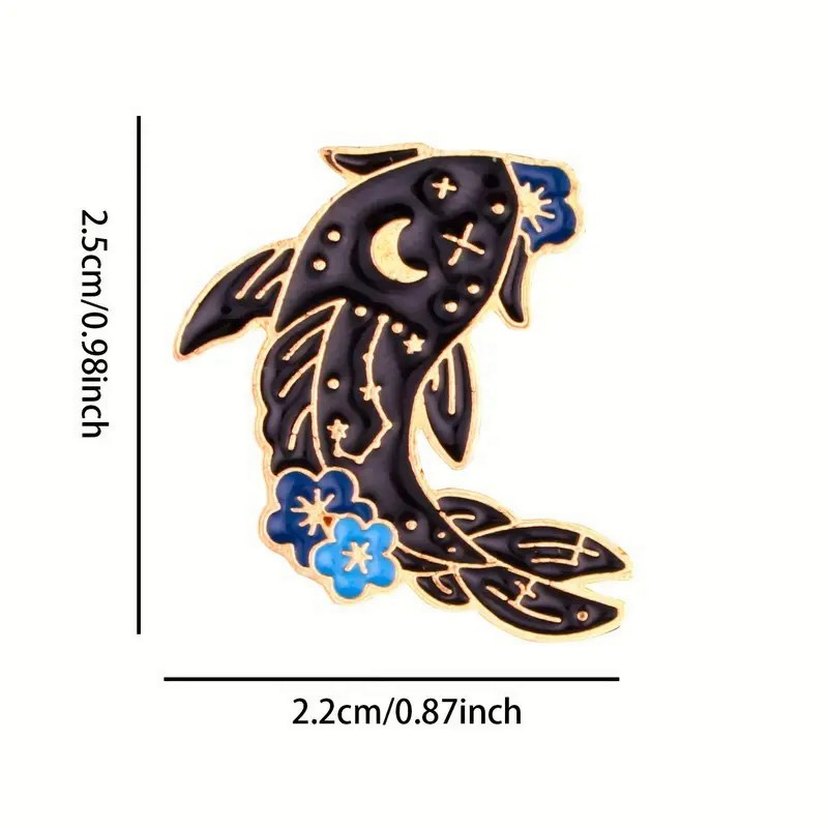 Yin Yang Motif Balık Broş Pin Rozet 2 Adet - Görsel 5