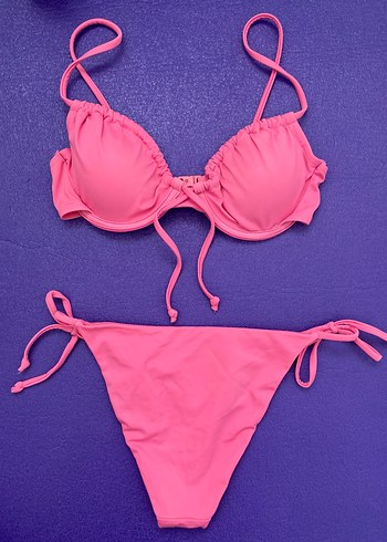 Pembe İpli Kadın Bikini Takımı