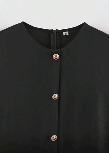 Zara Düğmeli Siyah Elbise - Görsel 4