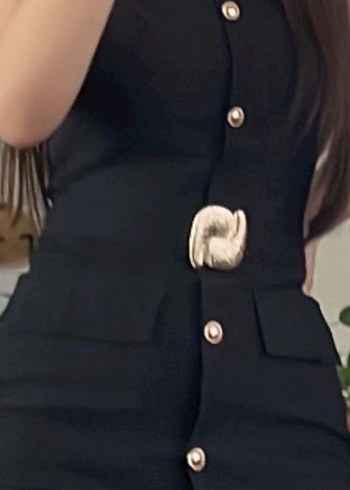 Zara Düğmeli Siyah Elbise - Görsel 5