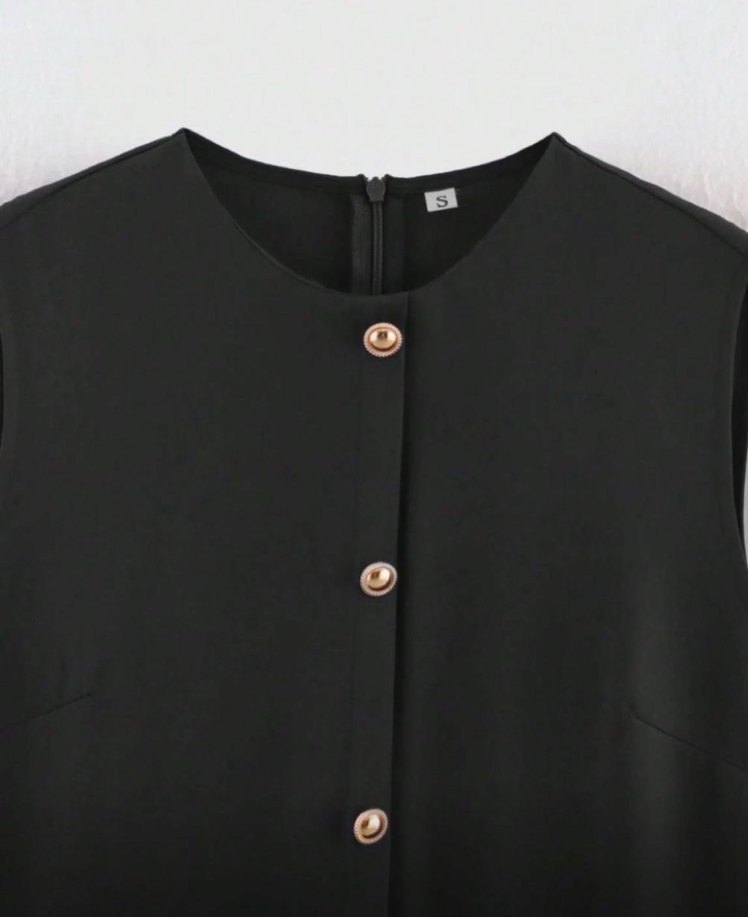 Zara Düğmeli Siyah Elbise - Görsel 4