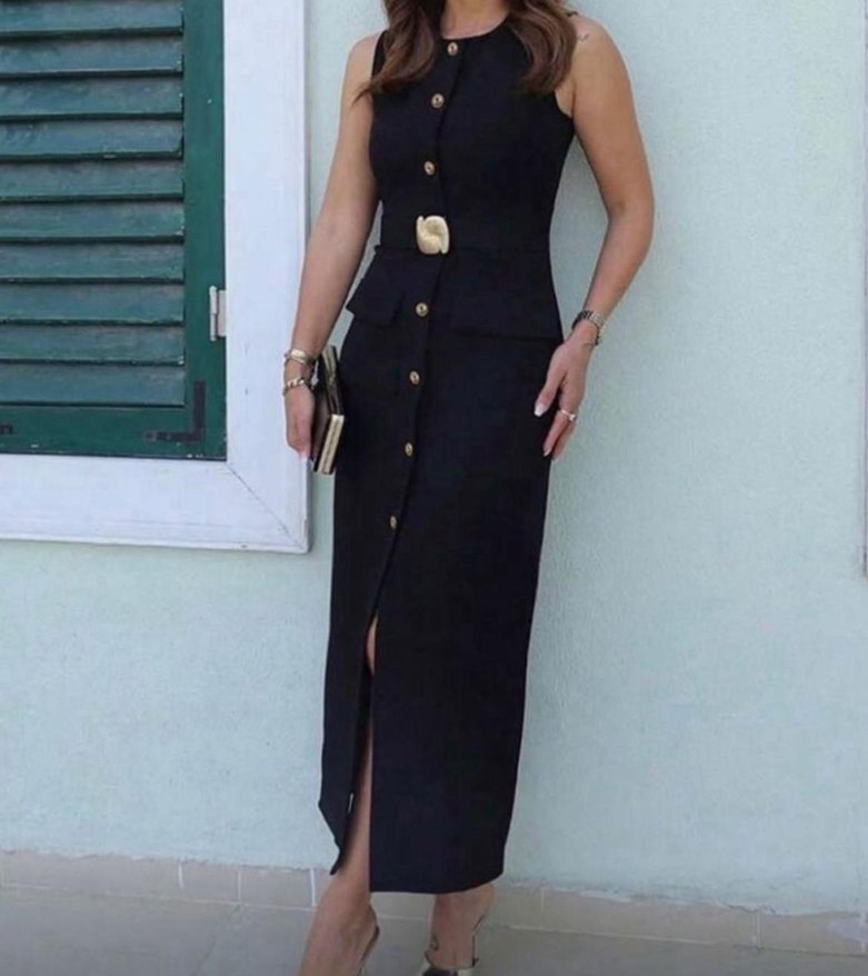 Zara Düğmeli Siyah Elbise - Görsel 2