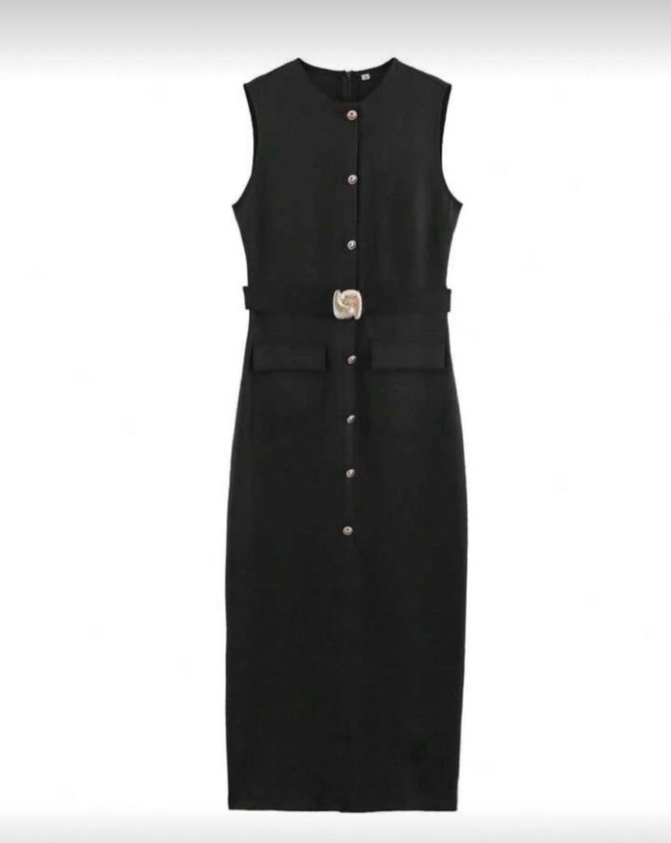 Zara Düğmeli Siyah Elbise - Görsel 3