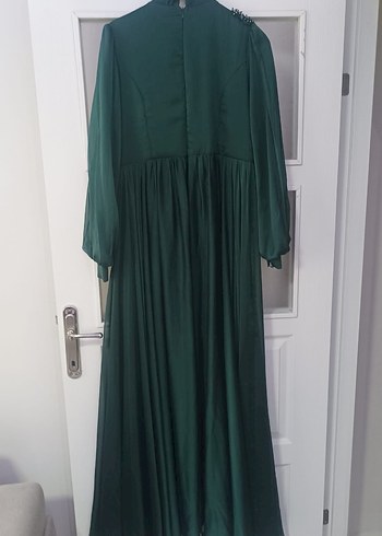Uzun Kollu Yeşil Vintage Elbise