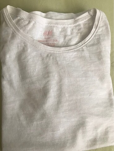 HM Kız Çocuğu Bembeyaz organik pamuk Tshirt