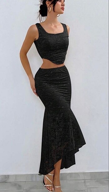 Diğer Tül balık mermaid etek crop dantel