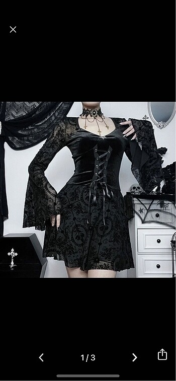 Gotik elbise Y2K zarif Vintage kadife