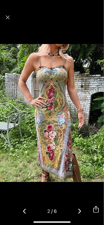 Diğer Bohem lolita vintage hippi vücudu saran