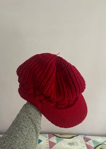 Kadın Örgü Kırmızı Bere Şapka - Görsel 2