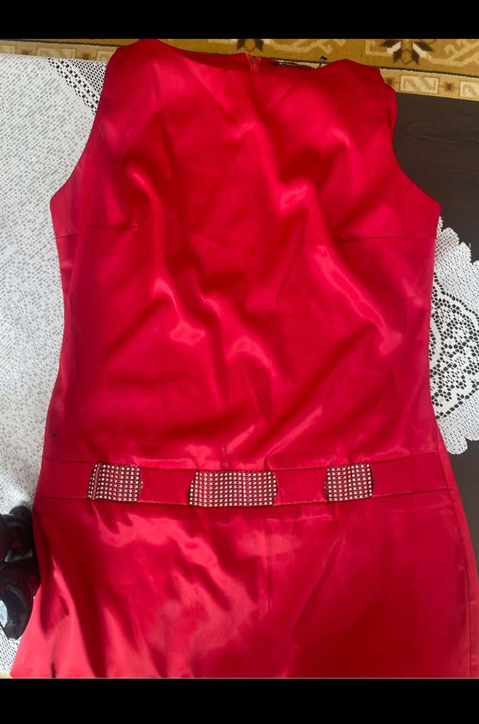 Kırmızı Kemerli görünümlü Mini Elbise - Görsel 3