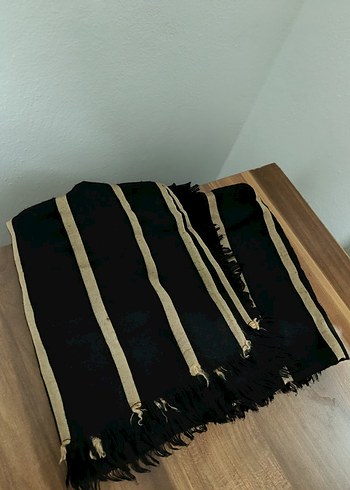 Siyah Kadın Şal Gümüş İpek - Görsel 2