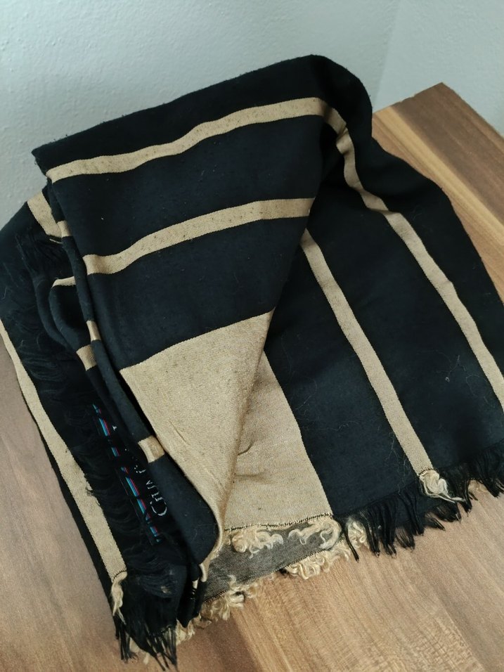 Siyah Kadın Şal Gümüş İpek - Görsel 3