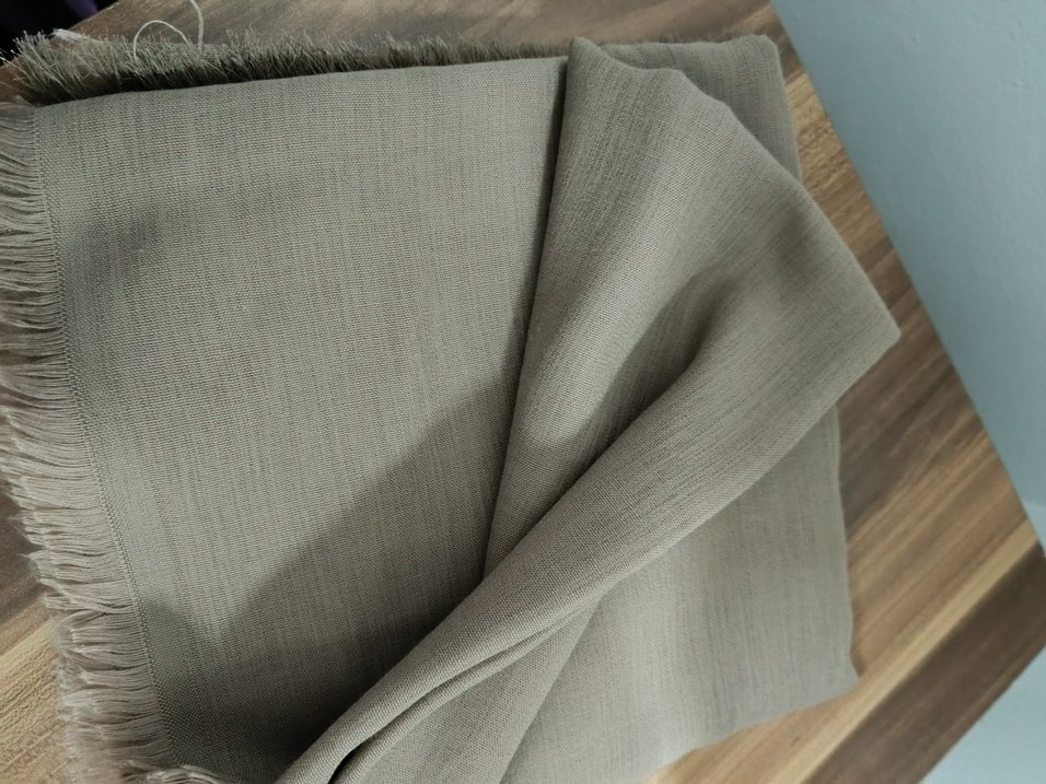 Bej Keten Kadın Şal Püsküllü Kenar - Görsel 2