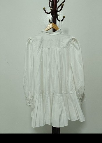 Beyaz Piliseli Uzun Kadın Tunik - Görsel 6