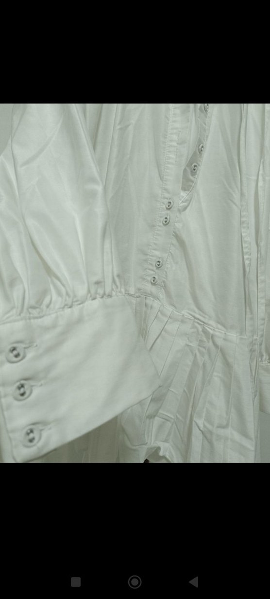 Beyaz Piliseli Uzun Kadın Tunik - Görsel 3