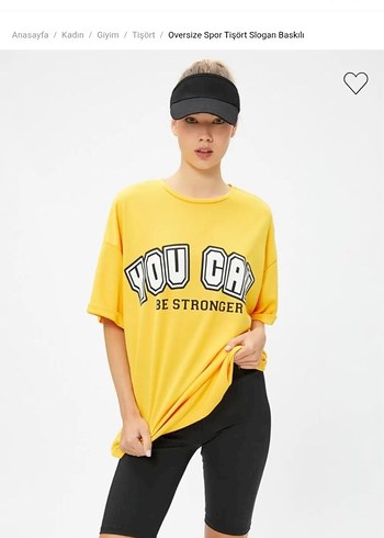 Koton markası Sarı Oversize Spor Tişört - Görsel 2