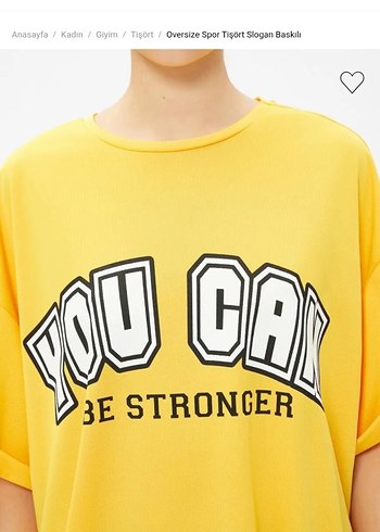 Koton markası Sarı Oversize Spor Tişört - Görsel 4