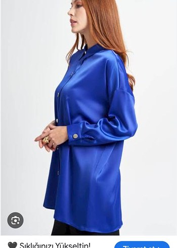 Armine markası Uzun Kollu, Düğmeli Mavi Kadın Gömlek - Görsel 2