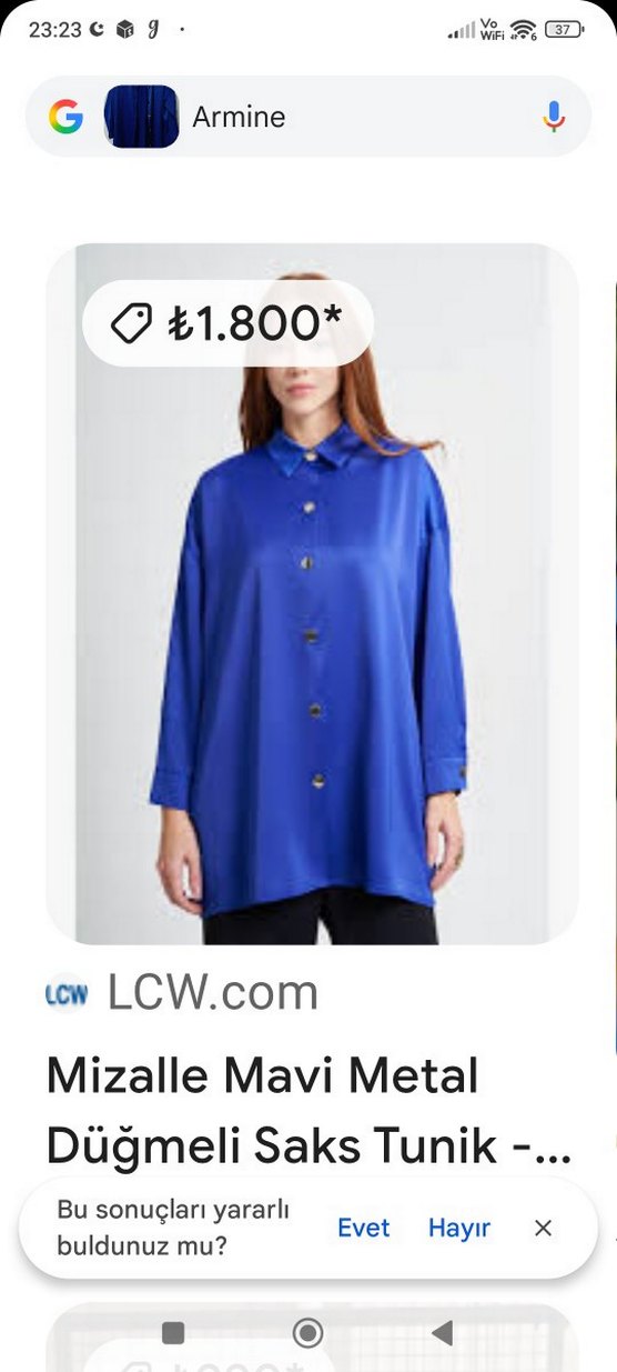 Armine markası Uzun Kollu, Düğmeli Mavi Kadın Gömlek - Görsel 5