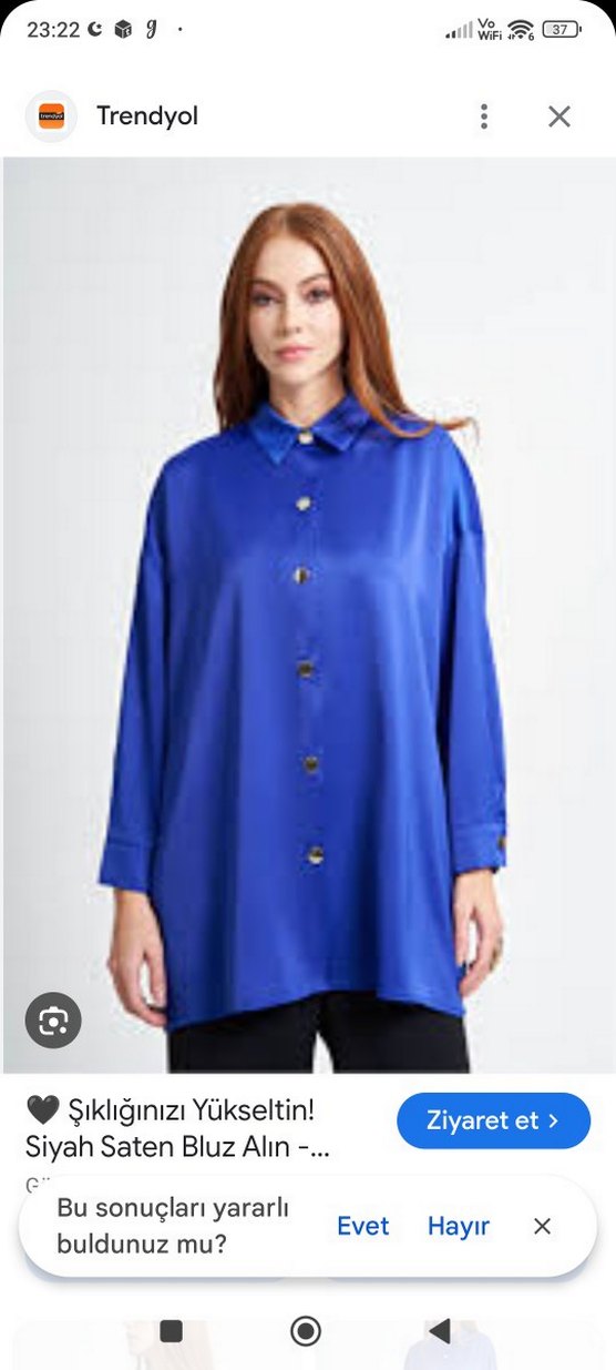 Armine markası Uzun Kollu, Düğmeli Mavi Kadın Gömlek - Görsel 3