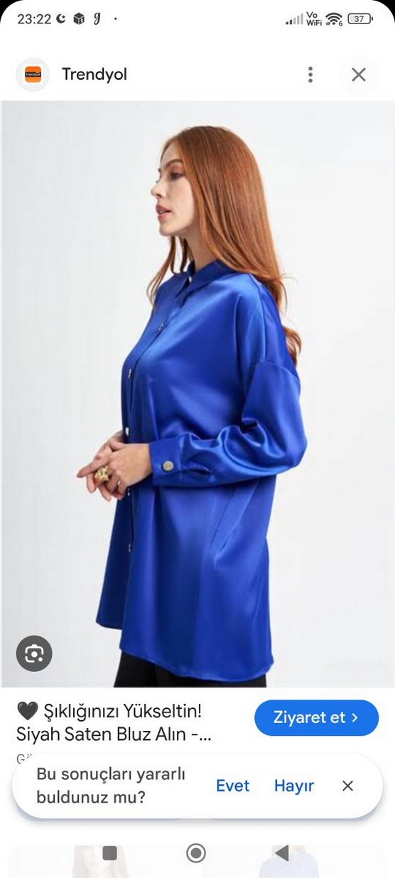 Armine markası Uzun Kollu, Düğmeli Mavi Kadın Gömlek - Görsel 2