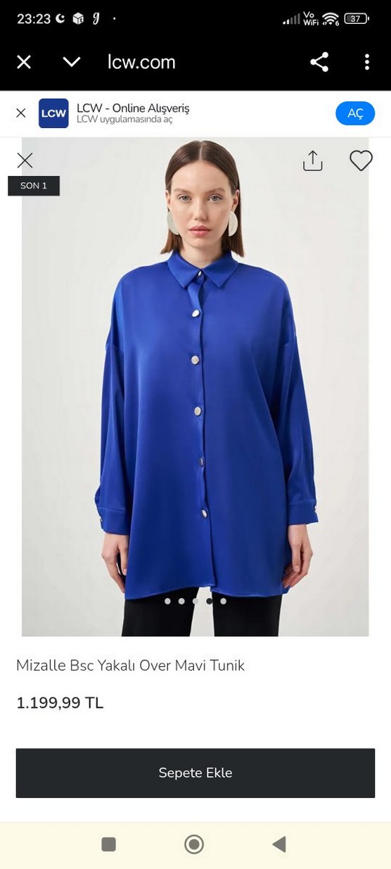 Armine markası Uzun Kollu, Düğmeli Mavi Kadın Gömlek - Görsel 4