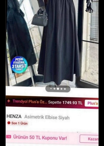 LC Waikiki Siyah Asimetrik Uzun Elbise