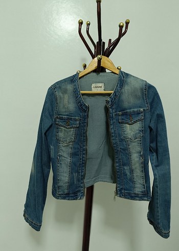 Düğmeli Mavi Kadın Denim Ceket