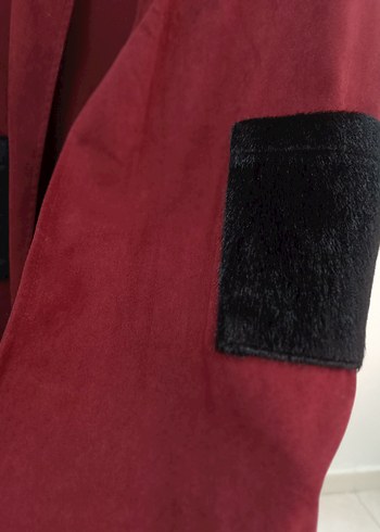 40 Beden Alvina markası Bordo Süet,Düğmeli Kadın Yelek