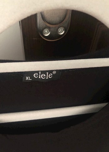 xl Beden Elele Uzun Kollu Siyah Desenli Kadın Bluz