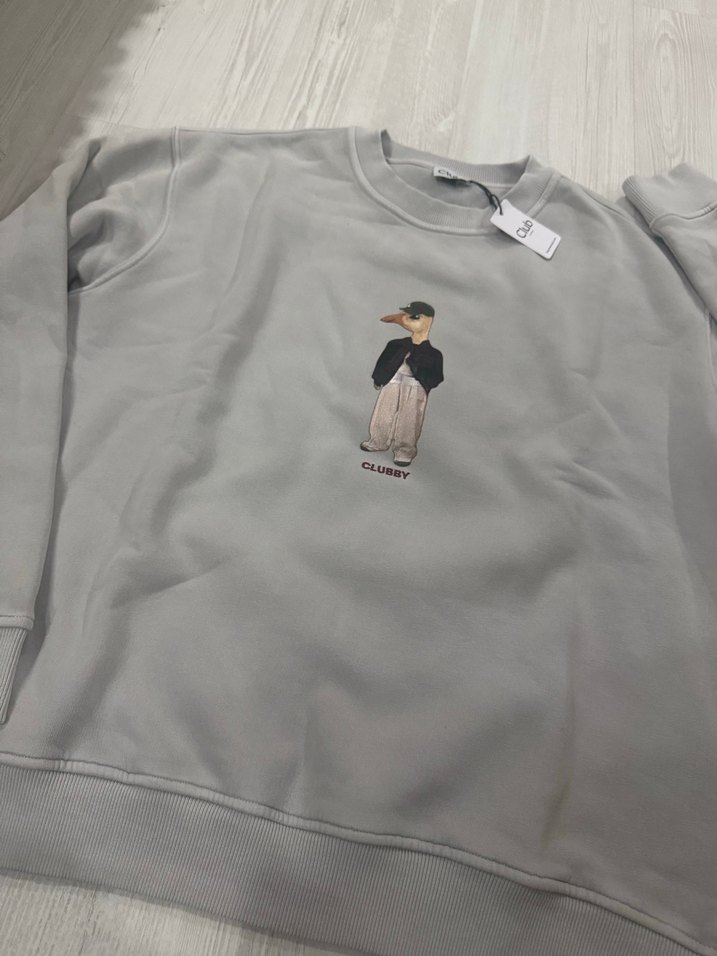 Gri Baskılı Oversize Sweatshirt - Görsel 2