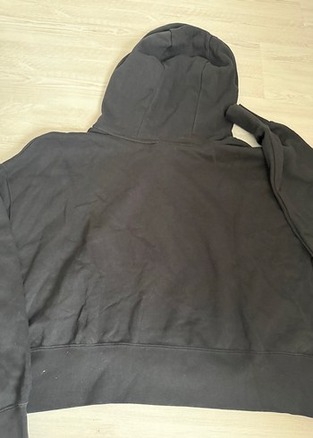 Siyah Kapüşonlu Fermuarlı Oversize Sweatshirt - Görsel 4