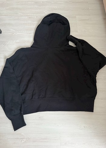 Siyah Kapüşonlu Fermuarlı Oversize Sweatshirt - Görsel 3