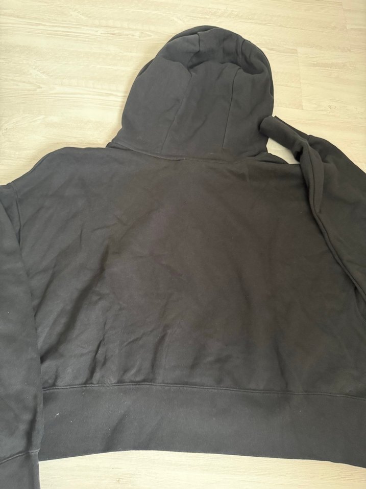 Siyah Kapüşonlu Fermuarlı Oversize Sweatshirt - Görsel 4