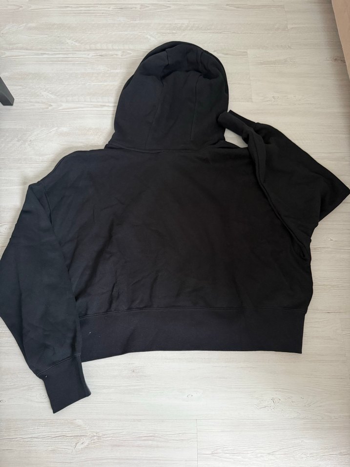 Siyah Kapüşonlu Fermuarlı Oversize Sweatshirt - Görsel 3