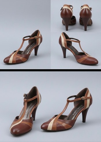 Bej Kahverengi Hakiki Deri Topuklu Ayakkabı - Görsel 2