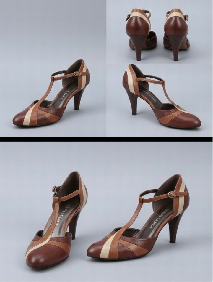 Bej Kahverengi Hakiki Deri Topuklu Ayakkabı - Görsel 2