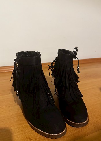 OXXO Nubuk Püsküllü Dolgu Topuklu Kadın Bootie - Görsel 4