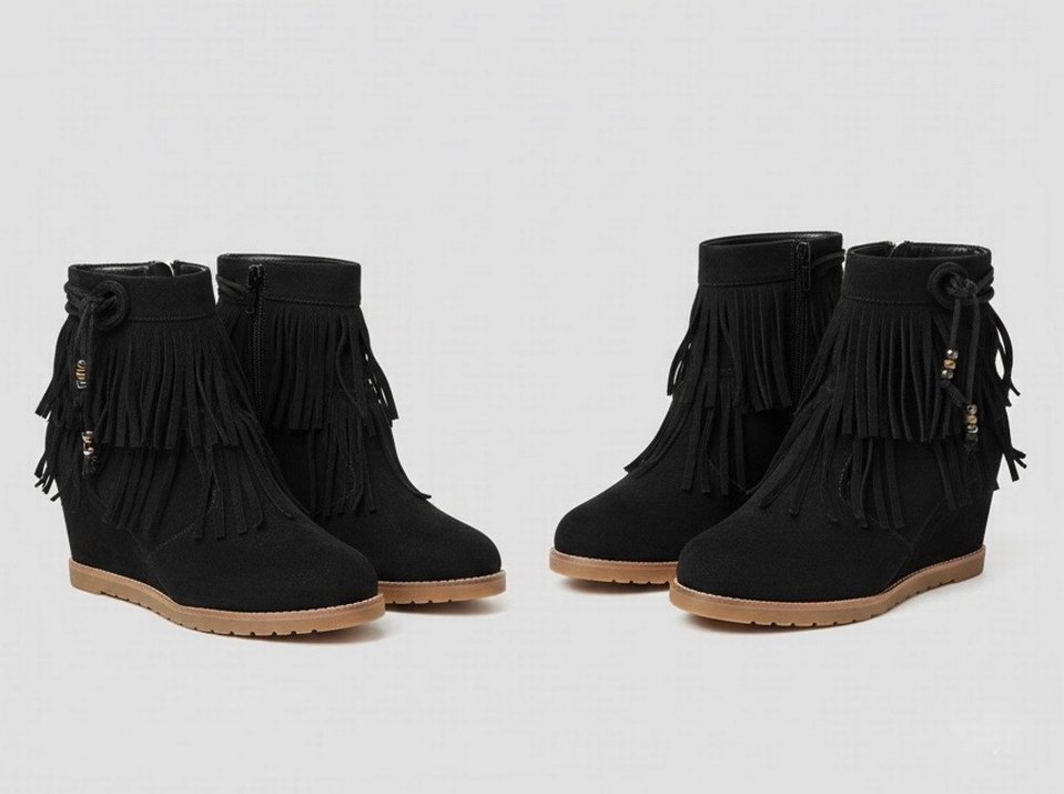 OXXO Nubuk Püsküllü Dolgu Topuklu Kadın Bootie - Görsel 2