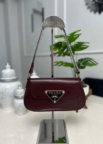 Beden Bordo Deri Prada Tokalı Kadın Çanta