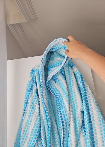 Mavi Desenli Bornoz - Görsel 5