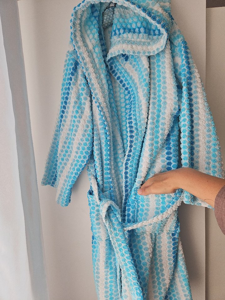 Mavi Desenli Bornoz - Görsel 4