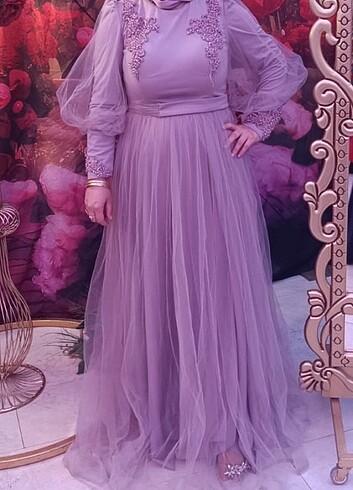 Henna Gelinlik Çok Şık İşlemeli Tesettür Abiye ??