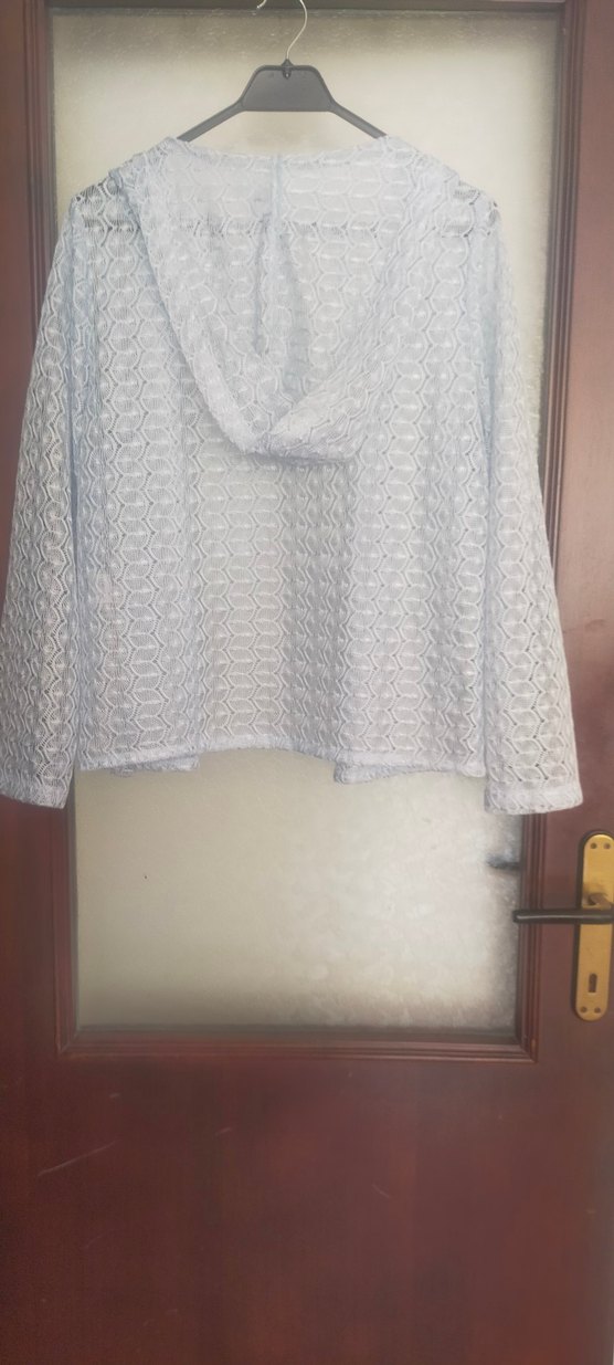 Mavi Dantel Detaylı Desenli Kadın Panço - Görsel 2